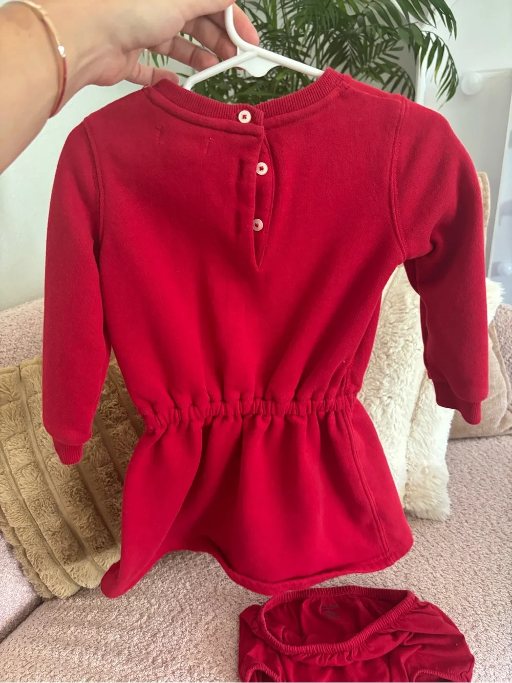 Ralph Lauren Red Infant Dress & Bloomers Set